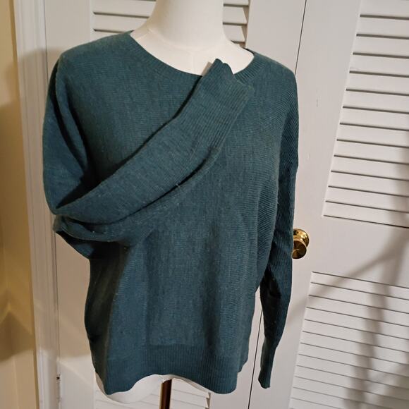 Merino Wool Small Sweater Oversized Teal Max Studio Long-Sleeved Soft Extra-Fine - Picture 5 of 9